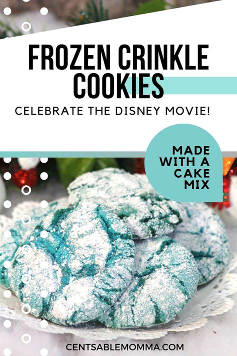 This Crinkle Cookie recipe is perfect for the Frozen movie fan. Made using a box cake mix, they're easy to make. Plus, the colors can be adjusted to any color you want - even red, white, and blue for the 4th of July or red and green for Christmas. Frozen Movie Desserts, Frozen Cake Balls, Frozen Birthday Snacks, Frozen Birthday Cake Ideas, Frozen Diy Party, Frozen Cake Ideas, Frozen Birthday Party Food, Frozen Party Food, Frozen Birthday Party Cake