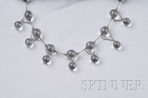 Rock Crystal "Pools of Light" Festoon Necklace | Sale Number 2529B, Lot Number 70 | Skinner Auctioneers Rock Crystal Jewelry, Rock Crystal Necklace, Festoon Necklace, Light Jewelry, Crystal Balls, Family Jewels, Neck Jewellery, Carved Stone, Sparkly Things