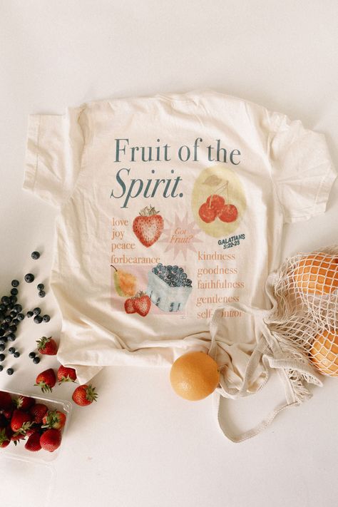 A summer best seller! 🍓 Growing + harvesting the goodness of the Fruit of the Spirit 🫐🍒 Printed on an off-white 100% Comfort Color tee Front: 2 strawberry patch in left corner Back: graphic across the back Order+ Shipping Policy: https://chaudoincreationsky.com/pages/shipping-policy Refund /Exchange Policy: https://chaudoincreationsky.com/pages/refund-policy The Fruit Of The Spirit, Strawberry Patch, Fruit Of The Spirit, Graphic Tee Design, Comfort Colors Tee, Comfort Color, The Fruit, Christian Clothing, Christian Shirts