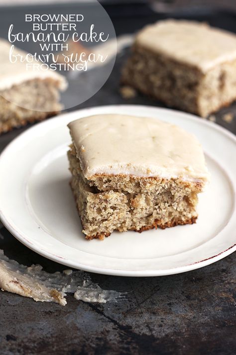 Browned Butter Banana Cake with Brown Sugar Frosting Fruit Loaf, Banana Bread Bars, Brown Sugar Frosting, Banana Butter, Brown Butter Frosting, The Recipe Critic, Sugar Frosting, Tray Bake, Recipe Critic