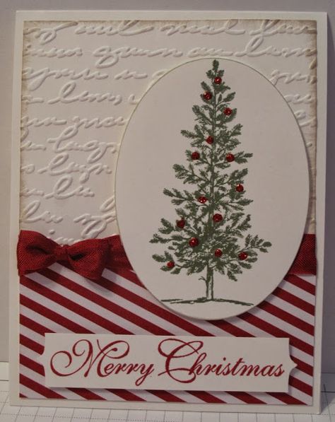 Lovely As A Tree - Red and Silver Christmas Cards Stampin Up Weihnachten, Lovely As A Tree, Stamped Christmas Cards, Handmade Christmas Card, Christmas Card Inspiration, Tree Stamp, Beautiful Christmas Cards, Homemade Christmas Cards, Stampin Up Christmas Cards