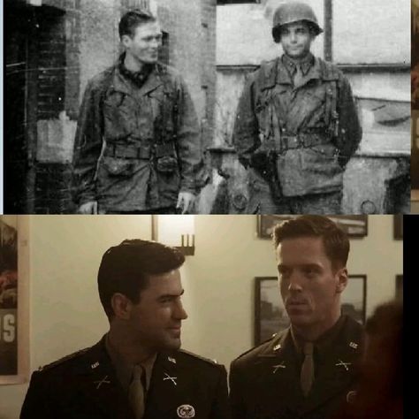 (Then) Captains Richard D. Winters and Lewis Nixon in Dec, 1944. Winters Band Of Brothers, Band Of Brothers Quotes, Lewis Nixon, Ww2 Veterans, Easy Company, Military Motivation, We Happy Few, Damian Lewis, 101st Airborne