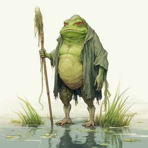 Rainforest Character Design, Dnd Rainforest, Dnd Frog Character, Dnd Frog, Frog Character Design, Frog Reference, Concept Character Design, Frog Man, Frog Character