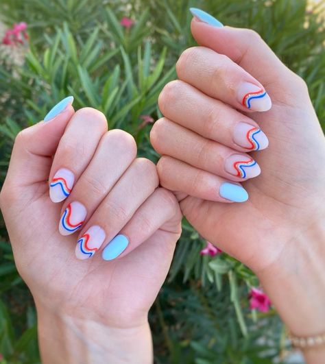 Forth Of July Nails, Red White Blue Nails, July Nail Designs, Star Nail Designs, Blue And White Nails, Fourth Of July Nails, Forth Of July, Nail Pops, Gel Nails Diy