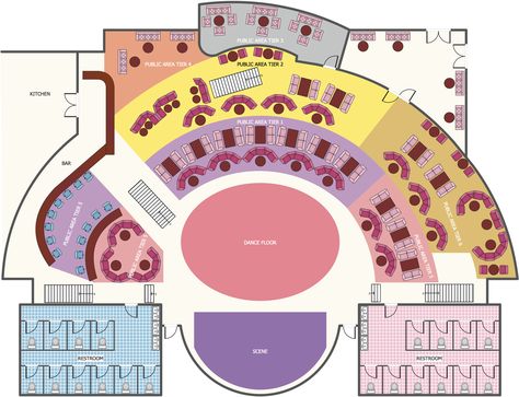 Night Club Floor Plan Layout, Night Club Layout Floor Plans, Night Club Layout Plan, Night Club Layout, Nightclub Layout, Bar Layout Plan, Nightclub Floor Plan, Restaurant Furniture Layout, Restaurant Plans