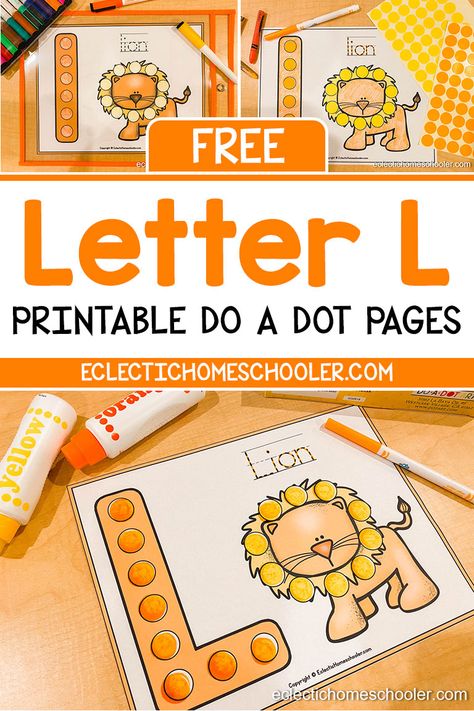 Download these letter L free printable do a dot pages! This letter L printable features an adorable lion and includes options for uppercase, lowercase, color, black and white, and more! Letter L Games For Preschool, Letter L Themes For Preschool, Letter L Free Printable, Letter L Preschool Activities, Letter L Crafts For Preschoolers, Letter L Activities For Preschool, Letter L Preschool, Letter L Activities, Letter K Printable