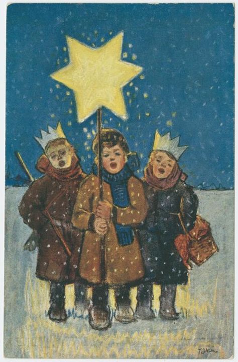 One of over 800,000 free digital items from The New York Public Library. Christmas Imagines, Wesolych Swiat, Carol Singers, Ukrainian Christmas, Traditional Christmas Cards, Polish Christmas, Digital Gallery, Star Illustration, Christmas Carols