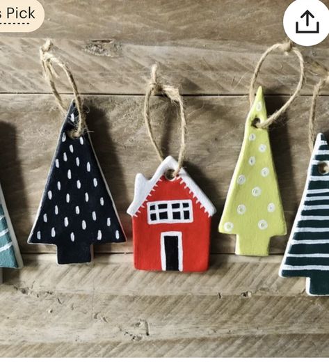 Village Christmas Tree, Clay Christmas Decorations, Ceramic Christmas Decorations, Village Christmas, Scandi Christmas, Xmas Deco, Christmas Clay, Creation Deco, Clay Ornaments