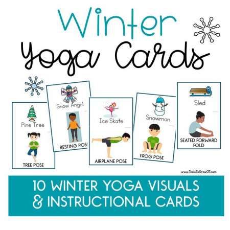 Winter | Holidays / Seasons /Themes | Therapy Resources | Tools To Grow, Inc. Winter Movement Cards, Winter Movement Activities Preschool, Winter Yoga For Kids, Christmas Yoga For Kids, Winter Gross Motor Activities Toddlers, Winter Gross Motor Activities Preschool, Winter Gross Motor Activities, Yoga Preschool, Winter Gross Motor