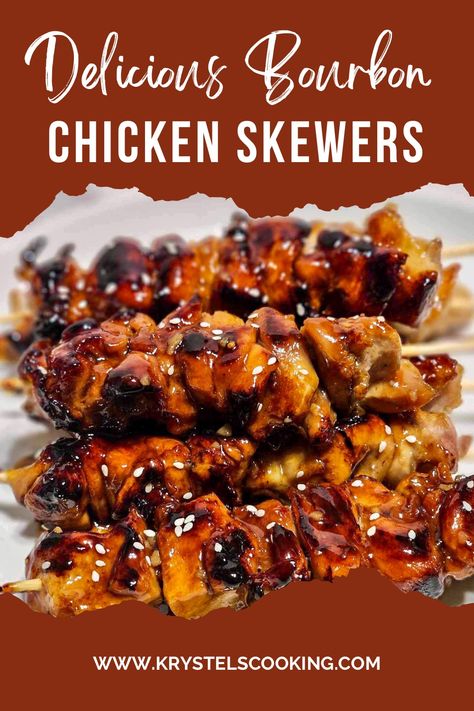 Satisfy your cravings with my Easy Bourbon Chicken recipe! This stovetop recipe is perfect for those busy weeknights when you need a quick and delicious meal on the table. You'll love the tender chicken, mouthwatering bourbon glaze, and easy-to-follow instructions. Don't miss out on this finger-licking favorite! Craving endless inspiration? Save this Pin to your collection and savor the flavor of creativity whenever you need it! Click that save button now! Sticky Bourbon Chicken Skewers, Old Dinner Recipes, Bourbon Chicken Skewers, Easy Bourbon Chicken Recipe, Bourbon Sauce Recipe, Easy Bourbon Chicken, Stove Top Chicken, Bourbon Chicken Recipe, Chicken Dinner Recipe