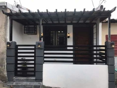 Gate Design Modern Philippines Small House, Small Gate Design Modern Philippines, Gate Design Modern Philippines, Entrance Decor Ideas, Small House Design Philippines, Modern Front Porch, Small House Blueprints, Small Apartment Building, House Main Gates Design