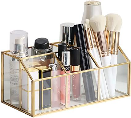 Makeup Salon Decor, Cosmetic Organiser, Lipstick Nails, Makeup Drawer Organization, Makeup Drawer, Makeup Storage Organization, Nail Polish Organizer, Gold Makeup, Makeup Salon