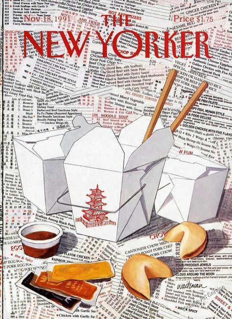 Nov.18, 1991 - William Waitzman The New Yorker Magazine, Chinese Takeaway, New Yorker Magazine, New Yorker Covers, Dorm Posters, Early 90s, Chinese Restaurant, Vintage Magazines, Vintage Magazine