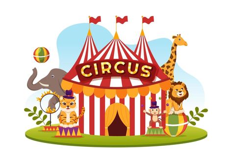 Circus Template Hand Drawn Cartoon Flat Illustration with Show of Gymnast, Magician, Animal Lion, Host, Entertainer, Clowns and Amusement Park Animal Lion, Logo Banners, Cityscape Photos, Nature Backgrounds, Heart With Arrow, Flat Illustration, Gymnast, Background Banner, Amusement Park