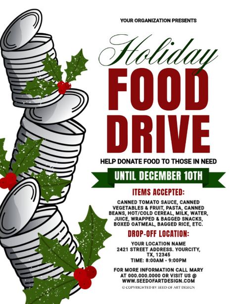 Holiday Food Drive Canned Food Mistletoe Charity Fundraiser Flyer, christmas food drive flyer, food drive donation flyer, feed the homeless flyer, feed the hungry in need, food drive event charity fundraiser help, instant download, food drive advertisement, food drive marketing flyer. Canned Food Drive Ideas, Canned Food Drive Box Ideas Fun, Food Drive Box Ideas Fun, Christmas Charity Ideas, Food Drive Poster Ideas, Christmas Fundraiser Ideas, Donation Flyer, Food Drive Flyer, Canned Food Drive