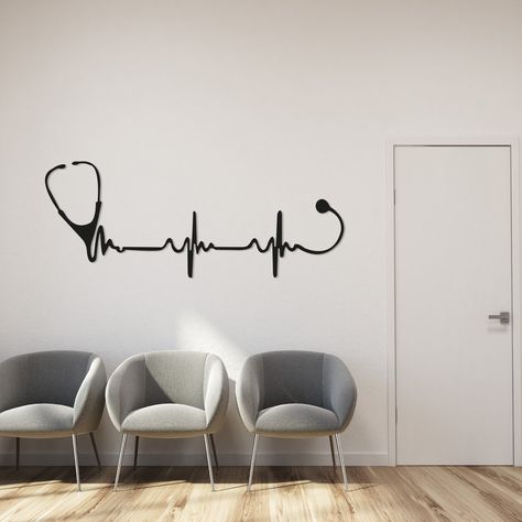 Stethoscope Metal Wall Art, Gift for Doctor, Medical Assistant Large Wall Art, Surgery Decor, Doctor Metal Wall Decor, Medical Wall Art Office Wall Paints, Medical Wall Art, Wall Hanging Photo Frames, Studio Medico, Doctors Office Decor, Gift For Doctor, Easy Room Decor, Medical Assistant, Backdrop Design