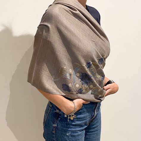 6 ways to wear a pashmina shawl – Inside Living Singapore How To Wear A Pashmina, Shrug Style, Pashmina Wrap, Pashmina Shawl, Strap Dress, Casual Shirt, Singapore, Shawl, Wool