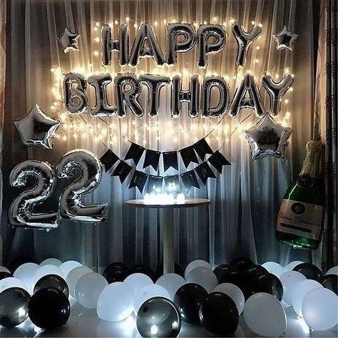 Birthday Decor For Him, Happy Birthday Letter Balloons, Surprise Birthday Decorations, Birthday Party Decorations For Adults, Hen Party Decorations, Decorations Birthday Party, Decoration Birthday Party, Birthday Room Decorations, Simple Birthday Decorations