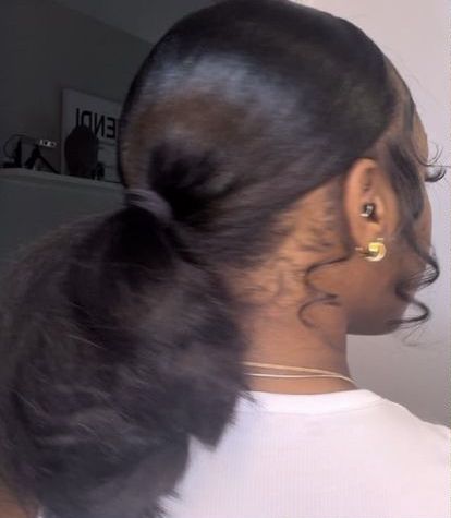 Slick Back Ponytail Natural Hair Straight, Straight Hairstyles 4c Hair, Curly Edges With Flat Iron, Medium Length Straight Hairstyles For Black Women, Hairstyles For Slick Press, Black Girls Hairstyles Slick Back, Straight Up Hairstyles For Black Women, Straight Hairstyles For Black Women Natural, Black Slick Hairstyles