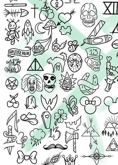 Basic Tattoo Flash, 90s Tattoo Flash Sheet, Tiny Tattoo Flash Sheet Simple, Quick Flash Tattoo, Flash Art Tattoo Simple, Easy Flash Tattoo, Goth Tattoo Flash Sheet Simple, Traditional Black Tattoo, Henna Stencils