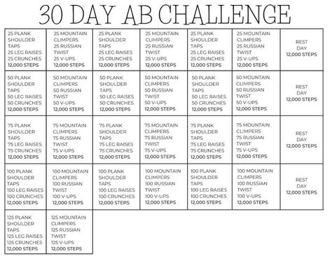 30 Day Ab Workout, 30 Day Ab Challenge, Cardio Challenge, Ab Workout Plan, Decrease Weight, 30 Day Abs, Ab Challenge, Ab Work, 30 Day Workout Challenge