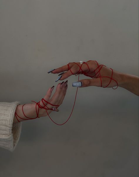 aesthetic, red string, fate, string of fate Red Strings Of Fate Aesthetic, Hands Intertwined Reference, Red Thread Photography, Red String Theory Art, Hand Holding Rope Drawing, String Theory Art, Red String Aesthetic, Intertwined Aesthetic, Invisible String Aesthetic