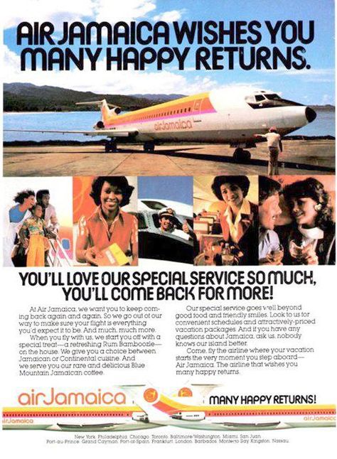 Vintage Plane Ticket, Air Jamaica, Asian Travel, National Airlines, Boeing 727, Plane Ticket, Vintage Planes, Old Advertisements, Vacation Packages