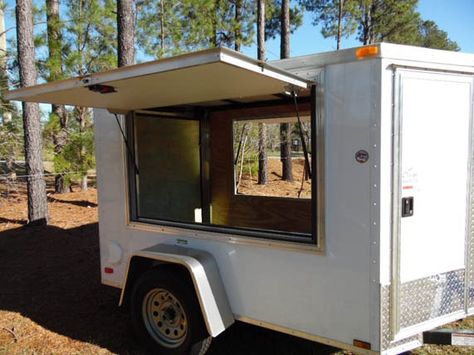 5x8 Enclosed Vending Trailer - 742 - American Trailer Pros - Cargo Trailers, Enclosed Trailers, Concession Trailers Small Food Trailer, Food Truck Equipment, Enclosed Cargo Trailers, Ceiling Interior, Work Trailer, Cargo Trailer Conversion, Pop Up Trailer, Coffee Trailer, Cargo Trailer Camper