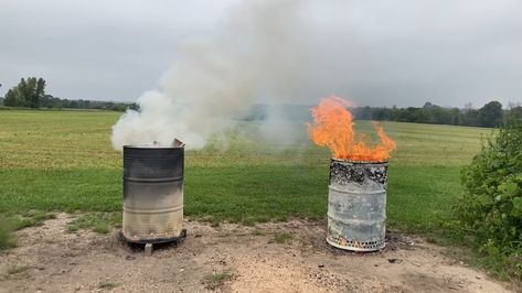 Fire Barrel Ideas, Burn Barrel Ideas Diy, Oil Barrel Fire Pit, Burn Barrel Ideas Design, Smokeless Burn Barrel, Diy Burn Barrel, Burn Barrel Ideas Fire Pits, 55 Gallon Drum Fire Pit, Burn Barrel Ideas