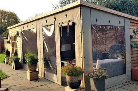 Bespoke Gazebo Side Panels | Premium Quality | Specialised Canvas Outside Gazebo, Gazebo Side Panels, Gazebo Curtains, Curtains Uk, Hereford Cattle, Lean To Shed Plans, Gazebo Ideas, Outdoor Covered Patio, Gazebo Plans