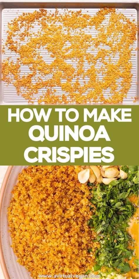 Crispy golden crunchy Quinoa Crispies! This easy crispy quinoa adds crunchy texture and nutty toasty flavor to all kinds of sweet and savory meals. Quinoa Crispies, Savory Quinoa Recipes, Crunchy Quinoa, Make Quinoa, Savory Quinoa, Quinoa Recipes Easy, Toasted Quinoa, Quinoa Bites, Crispy Quinoa