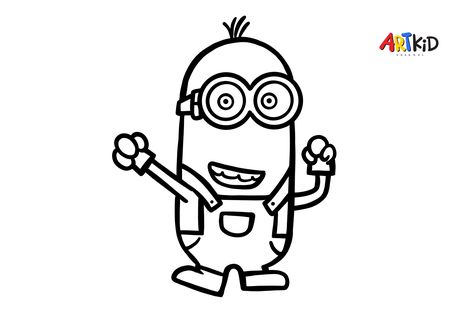 This picture belongs to one of our easy drawing and coloring videos on our YouTube channel. You will find the link to download the high quality outline picture in the description of the video. Minion Outline, Colouring For Kids, Minion Kevin, Drawing And Colouring, Outline Pictures, Coloring Videos, Kid Art, Oil Pastel Drawings, Minecraft Party