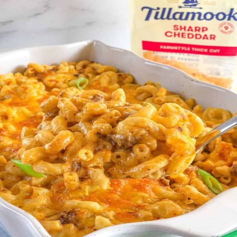 Taco Mac & Cheese - TasteGreatFoodie - Main Dish Cheese Mac And Cheese, Taco Mac, Taco Mac And Cheese, Tillamook Cheese, Boxed Mac And Cheese, Cheese Dinner, Mexican Night, Drink Inspiration, Pasta Casserole