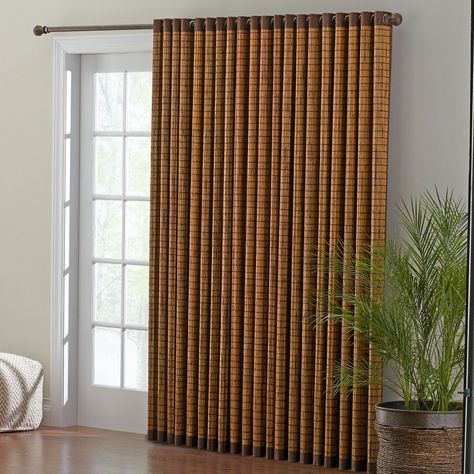 Eco-friendly, texture-rich woven bamboo casts a warm elegance by filtering light across your room while providing the privacy you desire. Bamboo Panels, Door Coverings, Bamboo Curtains, Grommet Panels, Curtain Shop, Honey Oak, Shades Blinds, Door Curtains, Window Panels