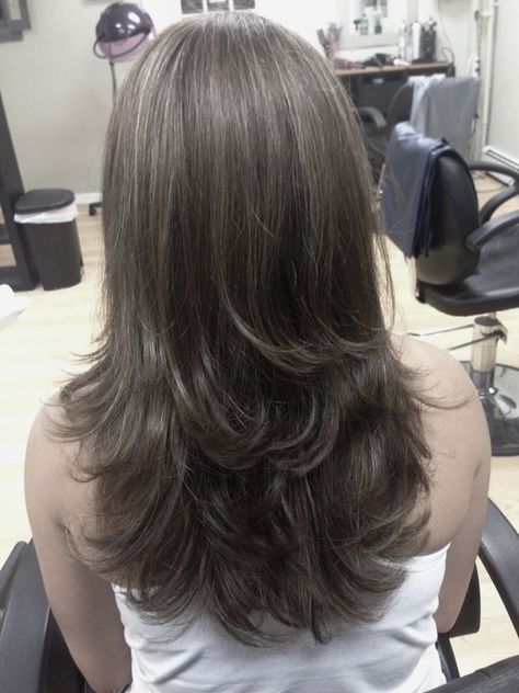 long brunette blowout hair | acs Butterfly Haircut Straight Hair Unstyled, Brunette Blowout Hair, Brunette Blowout, Shaggy Bob Haircut, Brown Hair Inspo, Shaggy Bob, Hairstyles For Layered Hair, Trendy Hairstyle, Hair Stylies