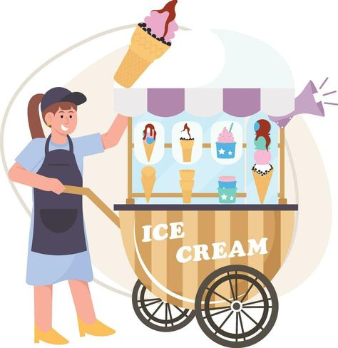 Ice Cream Seller, Vector Portrait, The Ice, Vector Art, Vector Free, Ice Cream, Clip Art, Cream, Art