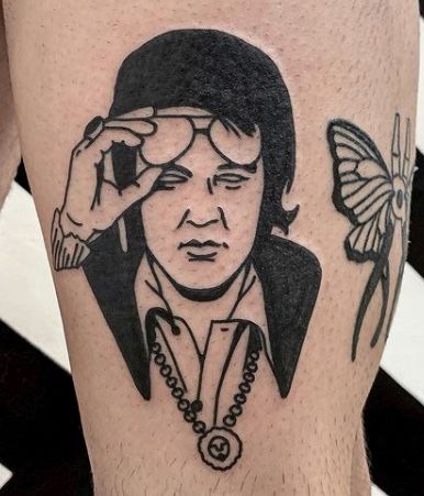 Elvis Flash Tattoo, Elvis Portrait Tattoo, Tcb Tattoo Elvis, Elvis Tattoo For Women, Elvis Presley Tattoo Ideas, Elvis Tattoo Ideas, Elvis Inspired Tattoos, Elvis Presley Tattoos, Elvis Presley Tattoo