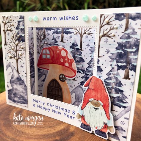 Dancing Gnomes, Kindest Gnomes, Bridge Card, Christmas Products, Window Cards, Stampin Up Christmas, Fancy Fold Cards, Stamping Up Cards, Fancy Folds