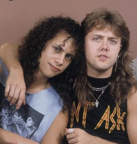 Kirk Hammett Pfps, Kirk And Lars Metallica, Kirk Hammett And Rebecca, Metallica Rare Pics, Metallica Rare Photos, Bob Rock, Kirk Metallica, Ride The Lightning, Kirk Hammett