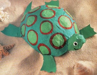 Craft Idea:  Paper Mache Balloon Sea Turtle for Ella's school project Paper Mache Turtle, Turtle Crafts For Kids, Kindy Craft, Paper Mache Balloon, Paper Mache Crafts For Kids, Paper Mache Projects, Turtle Crafts, Paper Mache Animals, Camp Crafts