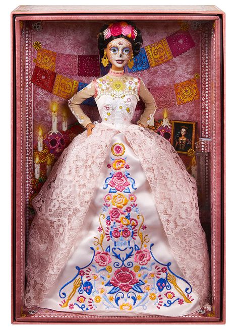 Hand Holding Rose, Old Barbie Dolls, Mexican Doll, Barbie Dolls For Sale, Barbie Signature, Holiday Box, Embroidered Lace Dress, Holiday Barbie, Pink Doll