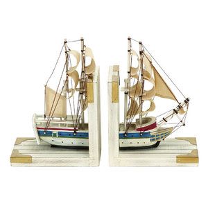 Nautical Coastal Bookends $30 Model Sailing Ships, Deco Marine, Wood Bookends, Coastal White, Decorative Bookends, Deck Paint, Wood Boats, Wood Book, Book Ends