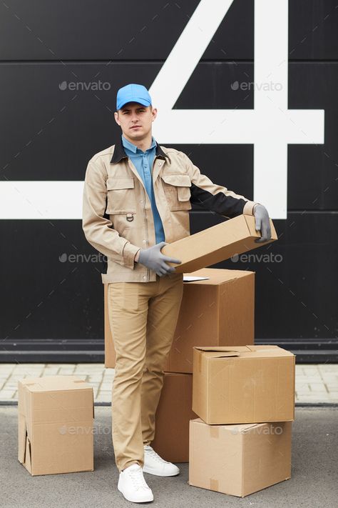 Warehouse Outfit Work, Uniform Photoshoot, Courier Service Business, Model Pose, Photoshoot Model, Art Space, Studio Decor, Other Outfits, Work Clothes