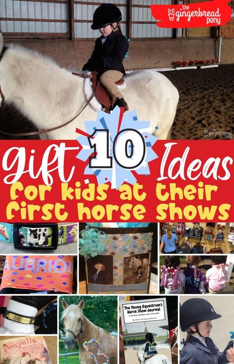 First horse shows are a BIG deal in the equestrian world! If your child is getting ready for this milestone occasion, you might decide to give her a small gift to celebrate the accomplishment. Check out our list on the blog, featuring popular first horse show gift ideas for kids. There are gift ideas to fit any budget and many different interests and ages! #horseshow #giftguide #equestrian #horse #thegingerbreadpony Horse Show Prizes Ideas, Horse Show Awards Ideas, Horse Show Prizes, Coach Presents, First Horse, Kids Awards, Spring Horse, Horse Riding Tips, Horses Theme