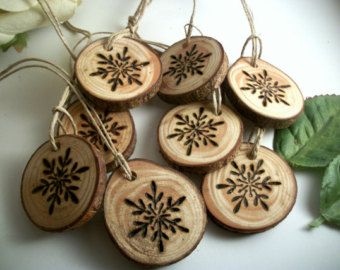 Natural Linden Tree Wood Wooden Tree Branch Gift by TheHickoryTree Tree Branch Ornaments, Wood Burning Crafts, Wood Burning Patterns, Navidad Diy, Wood Slice Ornament, Wood Burning Art, Wooden Christmas Ornaments, Wood Gifts, Christmas Wood