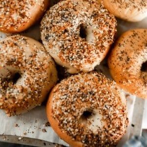 Sourdough Bagels - Farmhouse on Boone Bagel Calories, Farmhouse On Boone, Sourdough Bagels, Sourdough Starter Discard Recipe, Sourdough Sandwich, Baking Soda Water, Cranberry Bread, Bagel Sandwich, Bagel Recipe