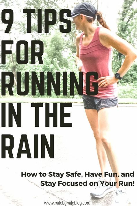 Running in the rain can be fun if you plan our your run and have the right gear! Most importantly, you need to stay safe when running in the rain but you also want to be comfortable. Check out the running tips from Mile by Mile about how to prepare for a run in the rain in order to be able to focus on your run, avoid chafing, stay comfortable, and stay safe. A rainy run can be a fun experience if you make some adjustments for your run. Break Curse, Run In The Rain, Houston Marathon, Running Safety, Marathon Tips, Running In The Rain, Indoor Workout, Mother Runner, Tips For Running