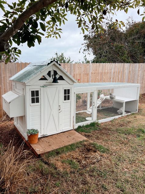 How To Make A Small Chicken Coop, Chicken Coop In Backyard, Low Chicken Coop, Old Playhouse Chicken Coop, Chicken Coop From Dog House, Nice Chicken Coop Ideas, Simple Cheap Chicken Coop, Residential Chicken Coop, Chicken Coop Ideas Playhouse