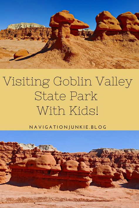 Visit Goblin Valley State Park with kids and climb and play amongst ancient sandstone formations or hike around the park for stunning views! #utah #goblinvalleystatepark #familytravel #hiking #outdoors Goblin Valley State Park, Goblin Valley, Travel Info, Travel Board, United States Travel, State Park, Us Travel, The Park, A Child