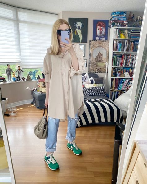 What I Wore This Week - livelovesara Colorful Sneakers Outfit, Pack For 10 Days, Over 40 Fashion, Sneakers Outfit Casual, Dress Over Pants, New Balance Outfit, Shirt Dress Outfit, 40 Fashion, 90s Jeans